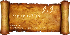Jergler Géza névjegykártya